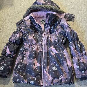 OshKosh B’gosh Girls Winter Jacket – Size 10 (Zip-Off Hood)